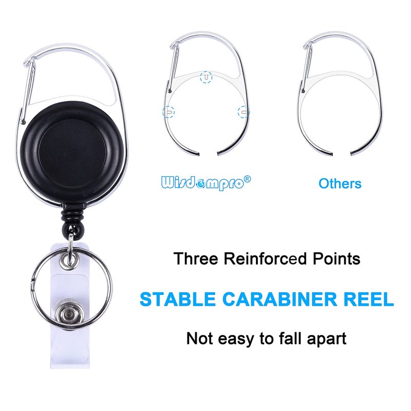 Wisdompro Retractable Badge Holder with Lanyard, Double Sided PU Leather ID Card Holder with Carabiner Badge Reel Clip and 18.8 inch Neck Lanyard - Rose Gold, Vertical - Image 3